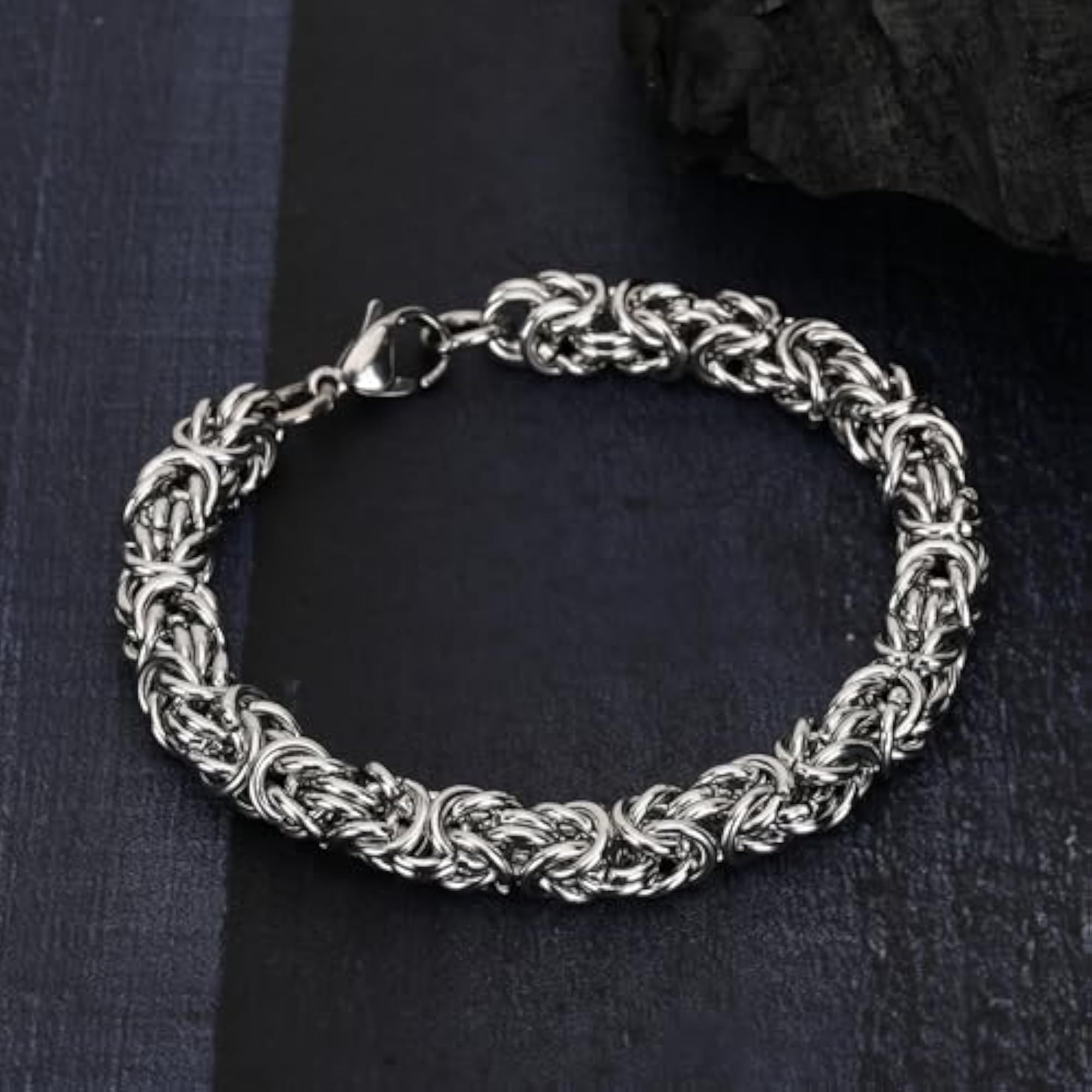 Men's Shiny Silver Stainless Steel Bracelet, Stylish Gift